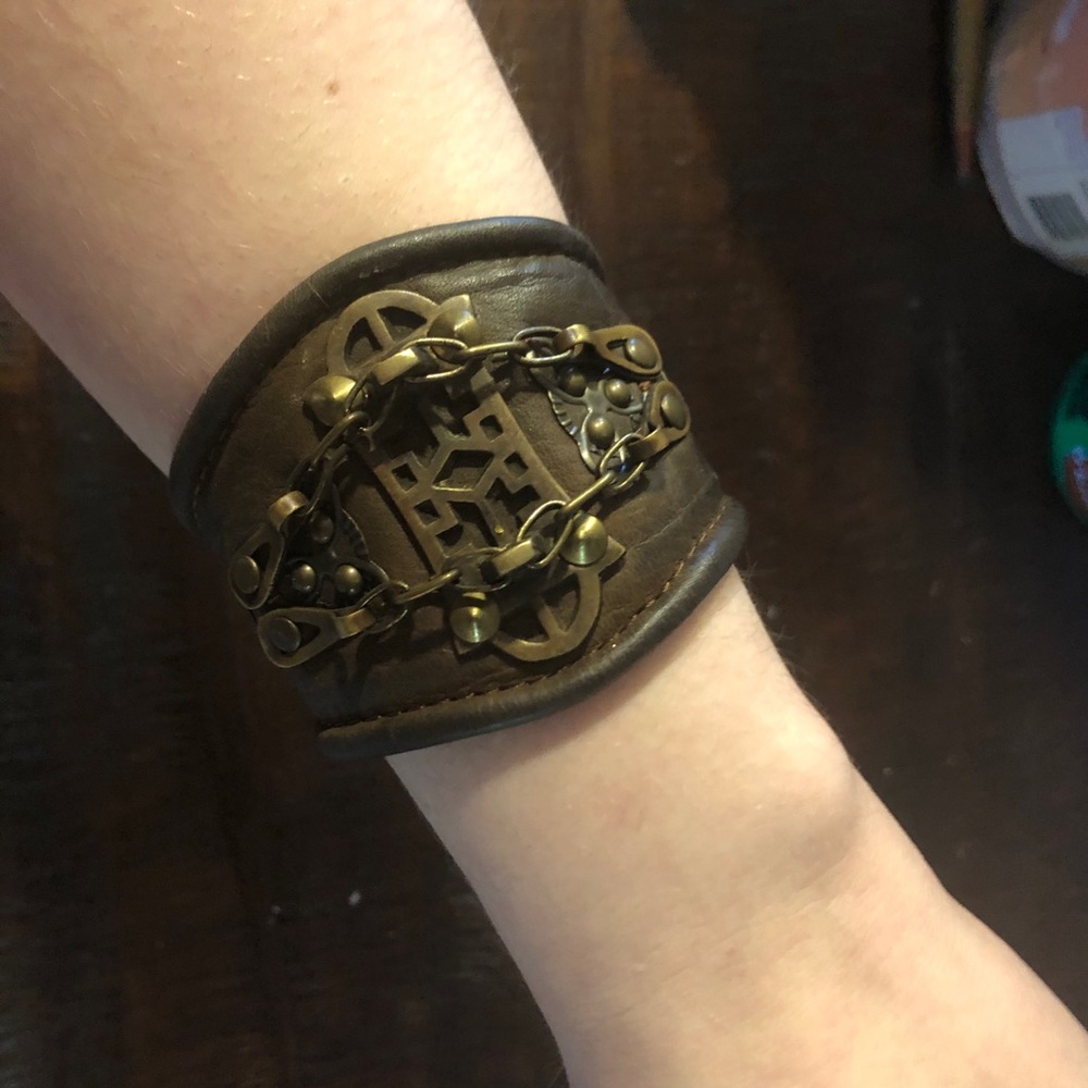 Brown Leather Cuff Bracelet, Steampunk, Fantasy